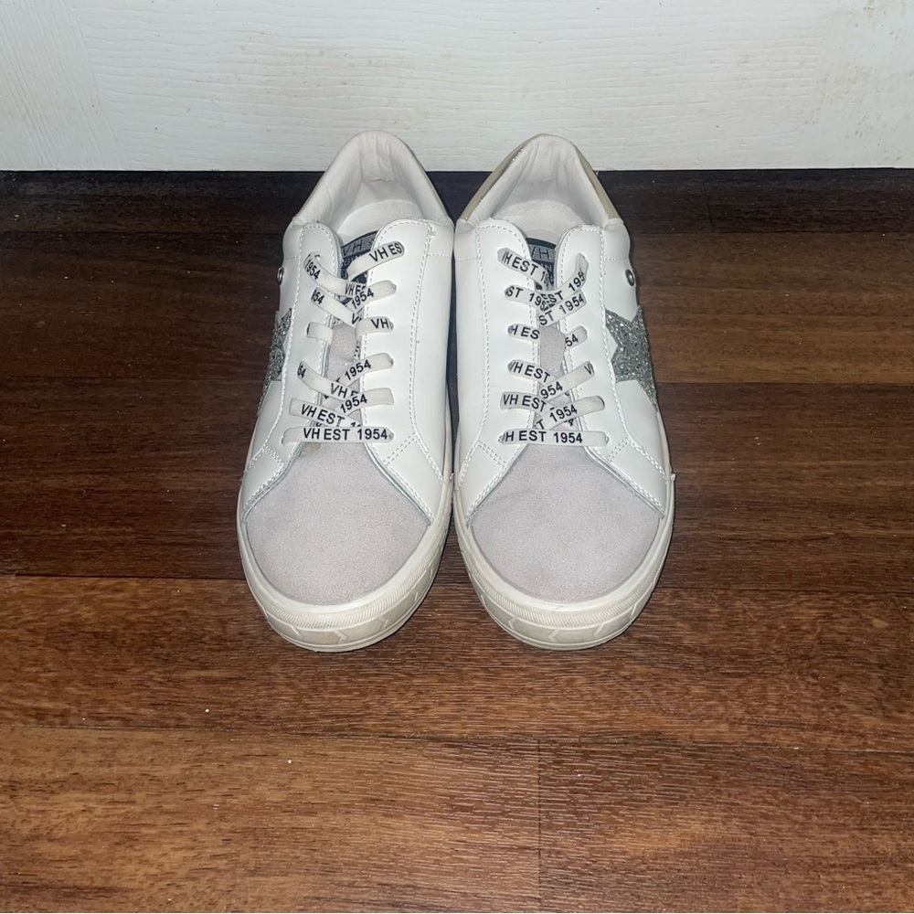 VINTAGE HAVANA Roxanne White And Silver Women's Sneaker Shoes Glitter Size 9 - Picture 3 of 6